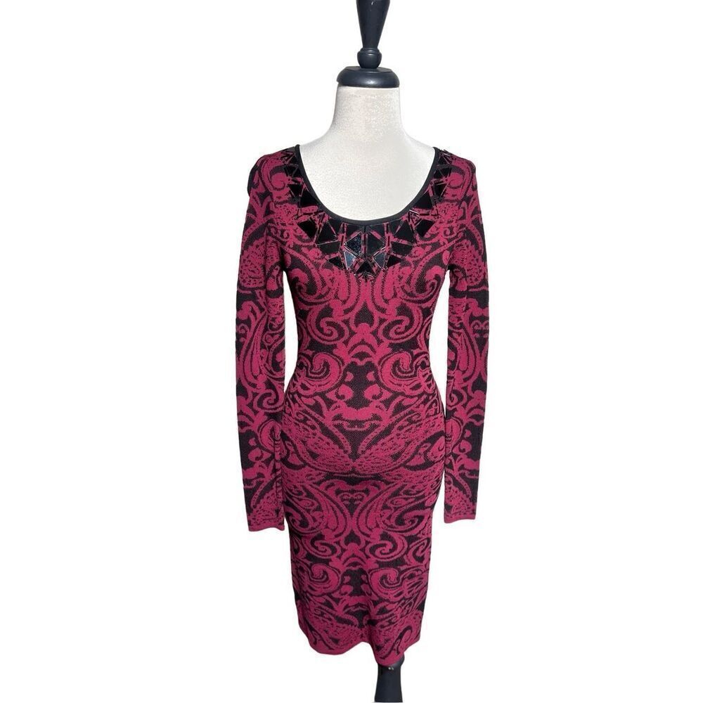 Cache Long Sleeve Embellished Bodycon Sweater Dress Size Small